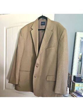 Nautica Men's Brown Tan Sport Coat Blazer Silk And Wool Size 56R